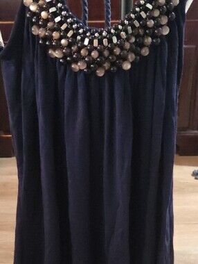 Daytrip Navy Beaded Sleeveless Top